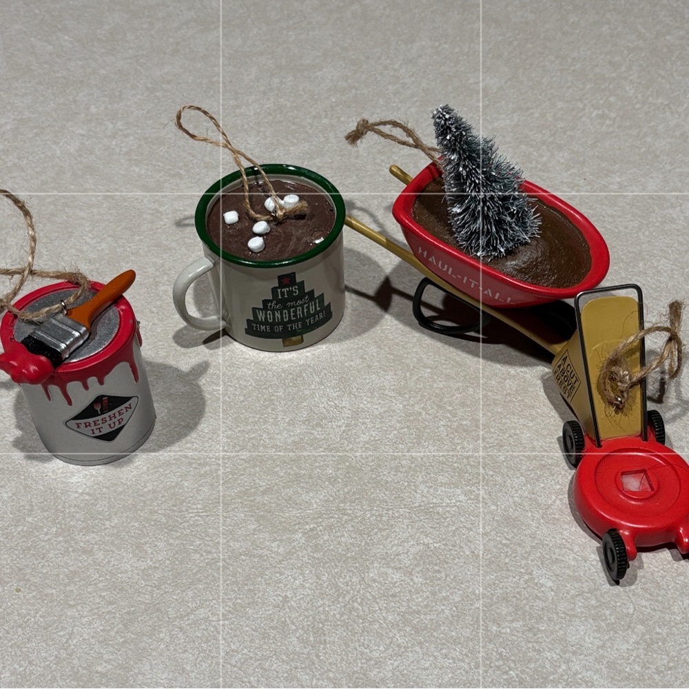 HMK.LIC.  Christmas Ornament Set with Red and Green Accents Set of 4